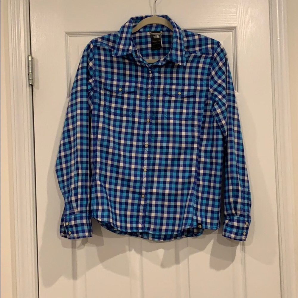 M women’s the north face plaid excellent condition